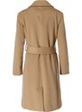 Perso Klasický dlhý béžový dámsky kabát MAH 201003 F - Beige