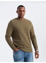 Ombre Clothing Základná bavlnená pánska mikina v olivovej farbe V2 om-ssbn-0159
