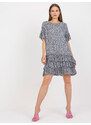 BASIC Modré vzorované volánové šaty CHA-SK-1420.19-blue