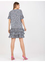 BASIC Modré vzorované volánové šaty CHA-SK-1420.19-blue