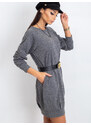 BASIC Tmavosivé voľné šaty s vreckami RV-TU-5184.93P-dark gray