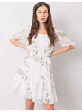 BASIC Biele šaty s motívom kvetín -LK-SK-508129.06X-white