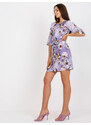 BASIC Fialové kvetované šaty s opaskom LK-SK-507529.67P-purple