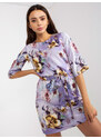 BASIC Fialové kvetované šaty s opaskom LK-SK-507529.67P-purple