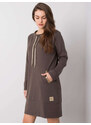 BASIC Khaki mikinové šaty s vreckami RV-SK-6067.15X-khaki
