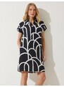 Happiness İstanbul Šaty čierna / šedobiela