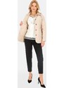 Perso Světle béžová dámská jarní prošívaná bunda BLE 241025 F - Beige