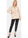 Perso Světle béžová dámská jarní prošívaná bunda BLE 241025 F - Beige