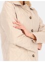 Perso Světle béžová dámská jarní prošívaná bunda BLE 241025 F - Beige