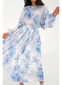 Mosquito Dámske kvetinové šaty Elvire Blue Flowers nebesky modré, Farba nebesky modrá