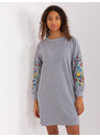RUE PARIS Sivé mikinové šaty s vyšívaním RV-SK-8979.94P-grey