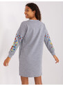 RUE PARIS Sivé mikinové šaty s vyšívaním RV-SK-8979.94P-grey