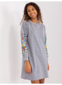 RUE PARIS Sivé mikinové šaty s vyšívaním RV-SK-8979.94P-grey
