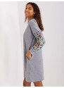 RUE PARIS Sivé mikinové šaty s vyšívaním RV-SK-8979.94P-grey