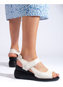 Comfortable white wedge sandals by Sergio Leone