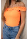 Kesi Orange neon blouse with frills