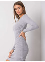 RUE PARIS Šedé priliehavé šaty s dlhým rukávom RV-SK-6009.15X-grey