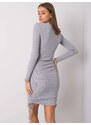 RUE PARIS Šedé priliehavé šaty s dlhým rukávom RV-SK-6009.15X-grey