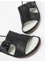 Shelvt Black wedge flip-flops with cutouts