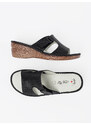 Shelvt Black wedge flip-flops with cutouts