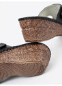 Shelvt Black wedge flip-flops with cutouts