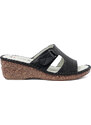 Shelvt Black wedge flip-flops with cutouts