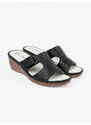 Shelvt Black wedge flip-flops with cutouts