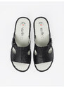 Shelvt Black wedge flip-flops with cutouts