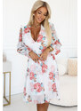 NUMOCO Biele kvetované šifónové šaty s výstrihom DOLORES 388-3