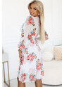 NUMOCO Biele kvetované šifónové šaty s výstrihom DOLORES 388-3