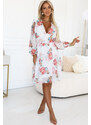 NUMOCO Biele kvetované šifónové šaty s výstrihom DOLORES 388-3