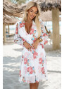 NUMOCO Biele kvetované šifónové šaty s výstrihom DOLORES 388-3