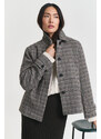KABÁT GANT CHECKED SHORT WOOL BLEND CAR COAT PUTTY