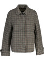 KABÁT GANT CHECKED SHORT WOOL BLEND CAR COAT PUTTY