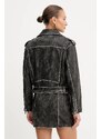 Bunda Guess CHARLENE čierna farba, prechodná, oversize, W5YL04 WHDI0