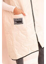 K-Fashion Dámske Plus veľkosť prešívaná vesta s kapucňou na zips svetlo béžová