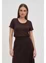 Marisse Brown Short-Sleeved Blouse