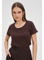 Marisse Brown Short-Sleeved Blouse