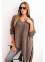 Fashionweek Dámsky asymetrický sveter z vlny Plus Size s výstrihom do V K1925