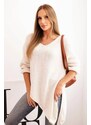 Fashionweek Dámsky asymetrický sveter z vlny Plus Size s výstrihom do V K1925