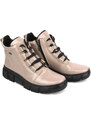 Kožené dámské kotníkové boty polské značky - HELIOS KOMFORT 523, béžová