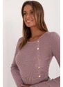 MladaModa Vrúbkovaný sveter s ozdobnými gombíkmi model 32262 svetlý fialový