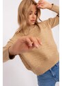 MladaModa Asymetrický sveter s netopierími rukávmi model 36836 farba camel