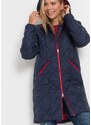 bonprix Prešívaný kabát s kapucňou, dvojfarebný, farba modrá