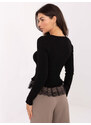 BASIC Čierny dámsky sveter s čipkou a ozdobnými gombíkmi PM-SW-YIS1027.85-black