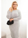 K-Fashion Dámske plus veľkosť pletené šaty s mohérom šedá