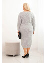 K-Fashion Dámske plus veľkosť pletené šaty s mohérom šedá