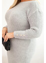 K-Fashion Dámske plus veľkosť pletené šaty s mohérom šedá