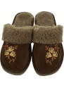 JOHN-C Dámske kožené semišové papuče s výšivkou ELESSE