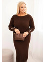 K-Fashion Dámske Plus veľkosť sveter sukne s mohérom Chocolate